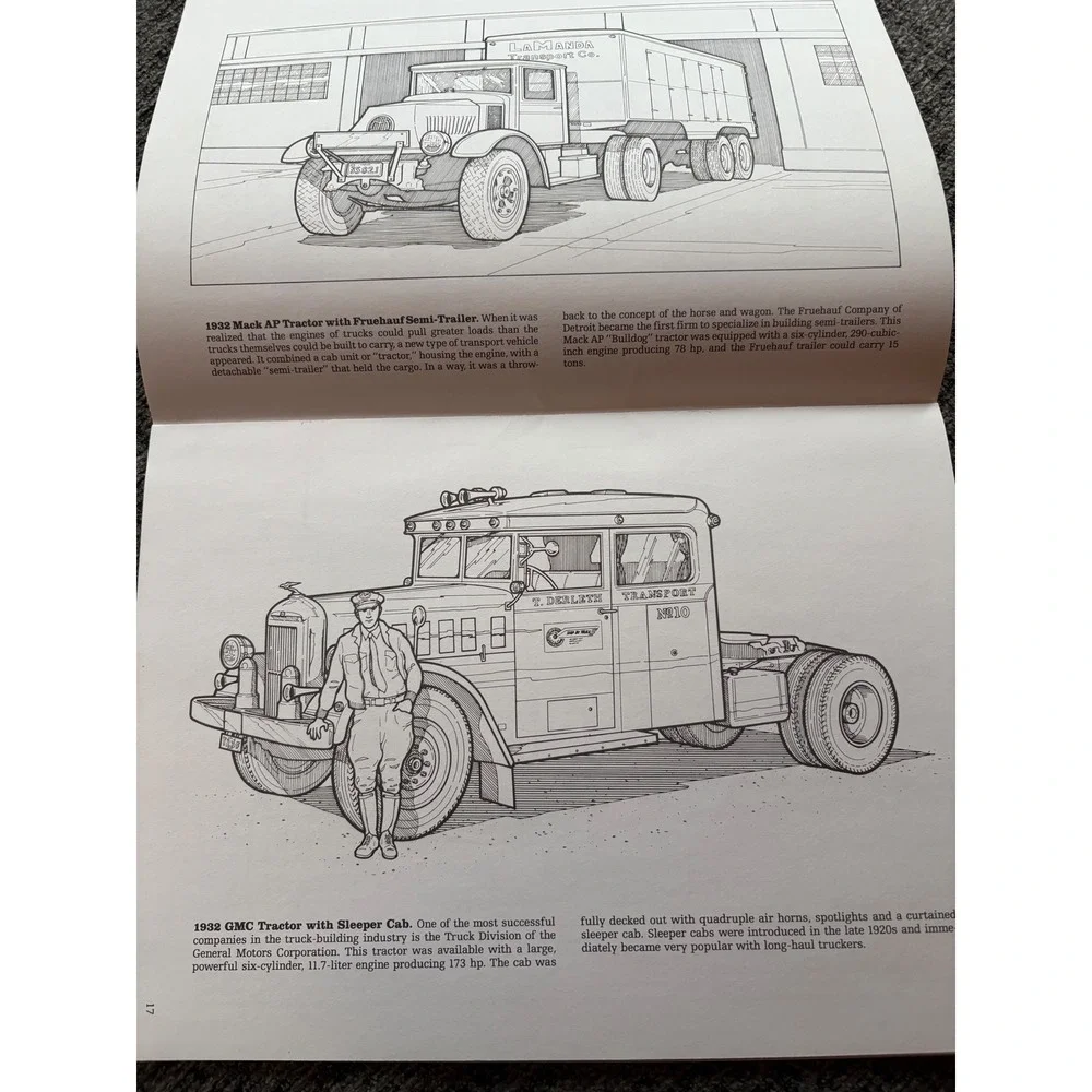 Dover History of Trucks Coloring Book‎ Bruce LaFontaine Vintage Kids Fun